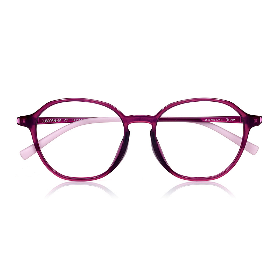 Junni Red Transparent Full Rim Boston right side