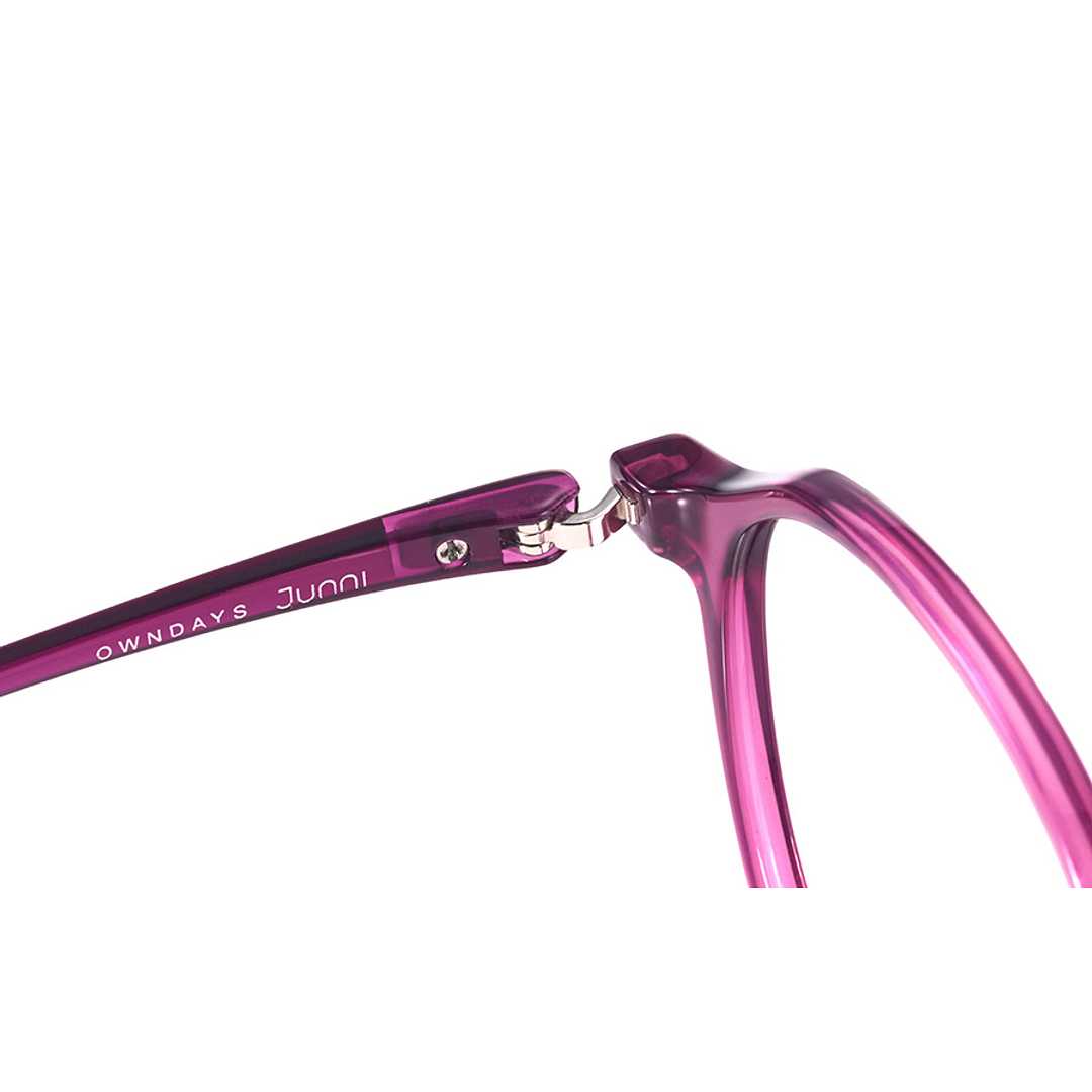Junni Red Transparent Full Rim Boston left side