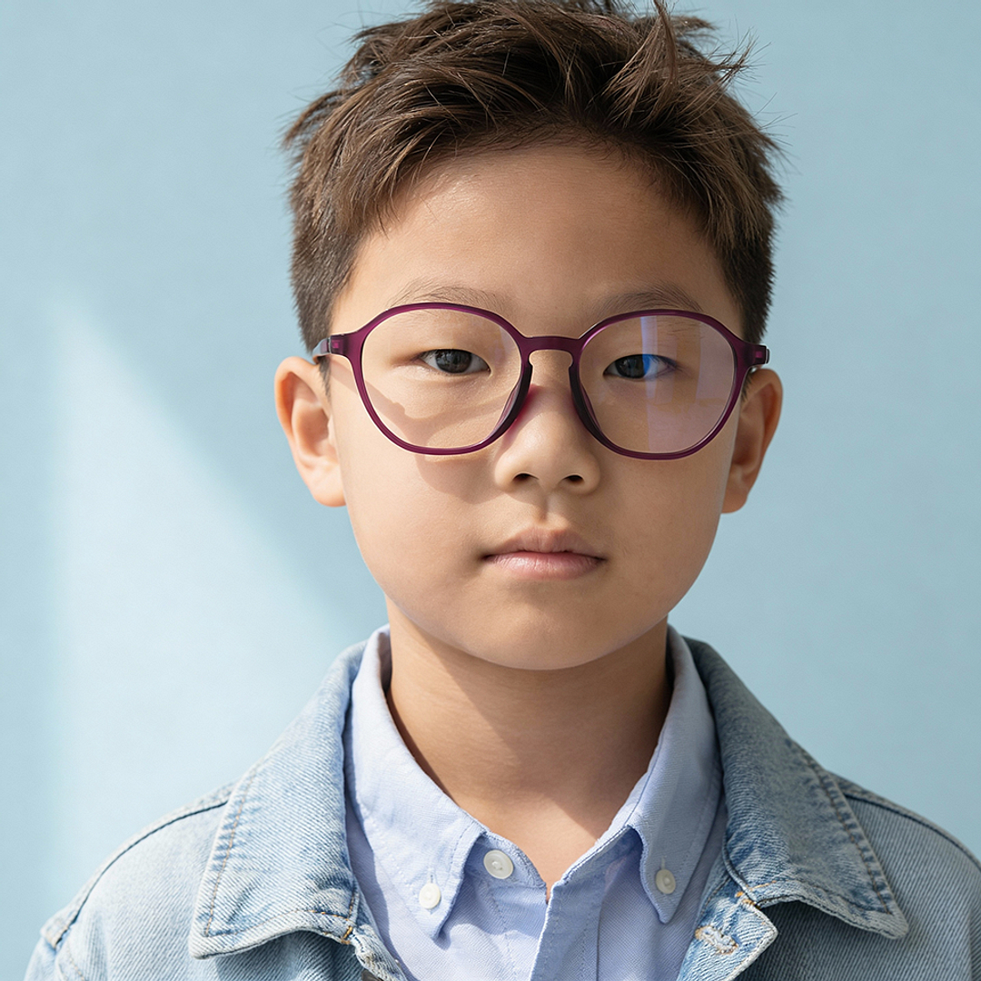 Junni Red Transparent Full Rim Boston left side