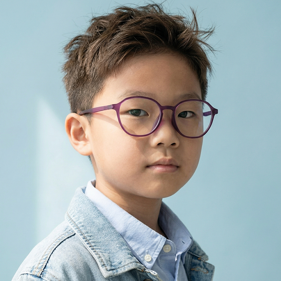 Junni Red Transparent Full Rim Boston right side