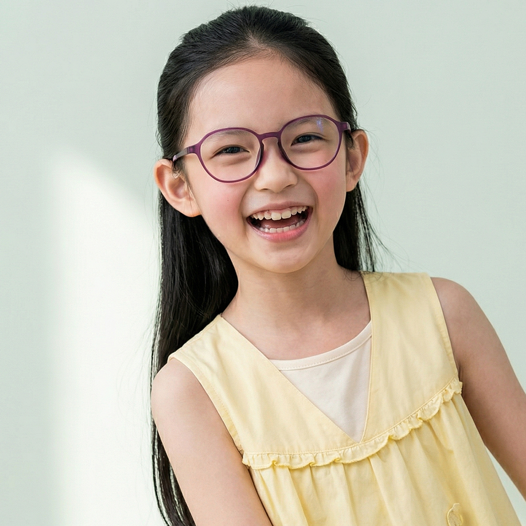 Junni Red Transparent Full Rim Boston right side