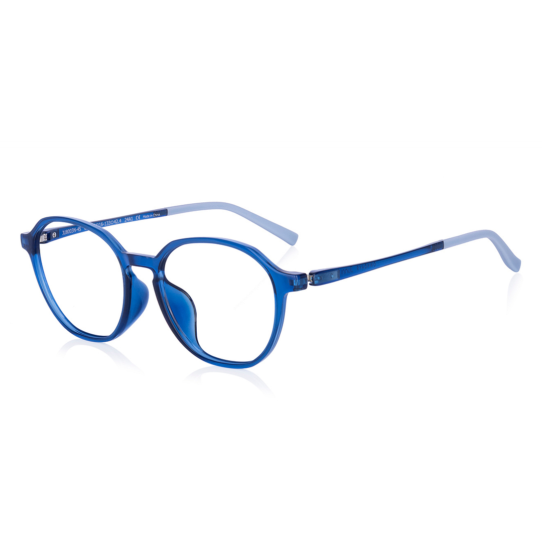 Junni Blue Transparent Full Rim Boston left side
