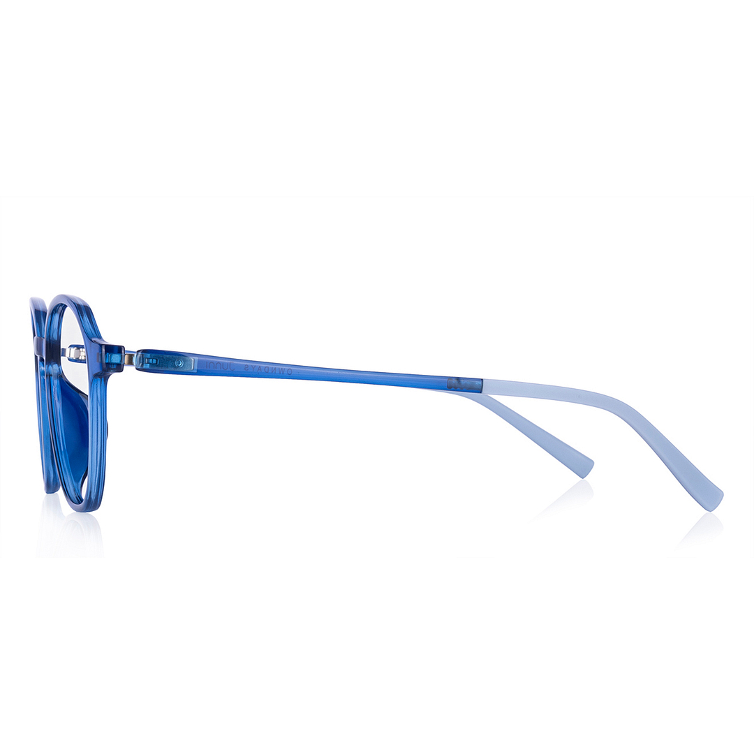 Junni Blue Transparent Full Rim Boston left side
