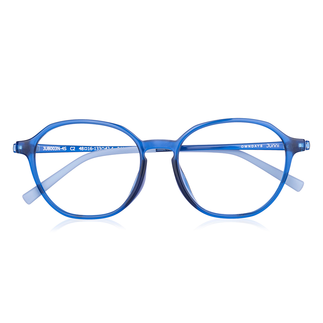 Junni Blue Transparent Full Rim Boston left side