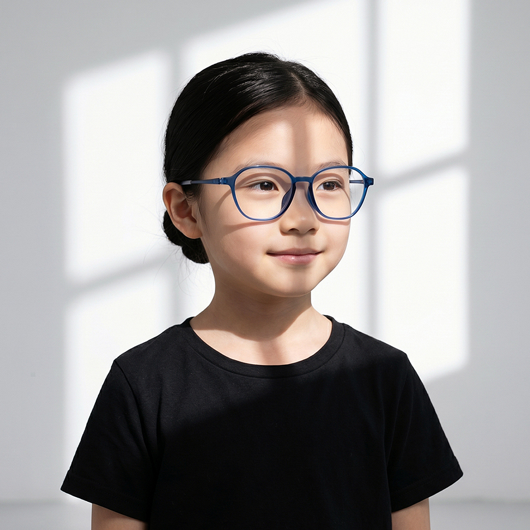 Junni Blue Transparent Full Rim Boston right side