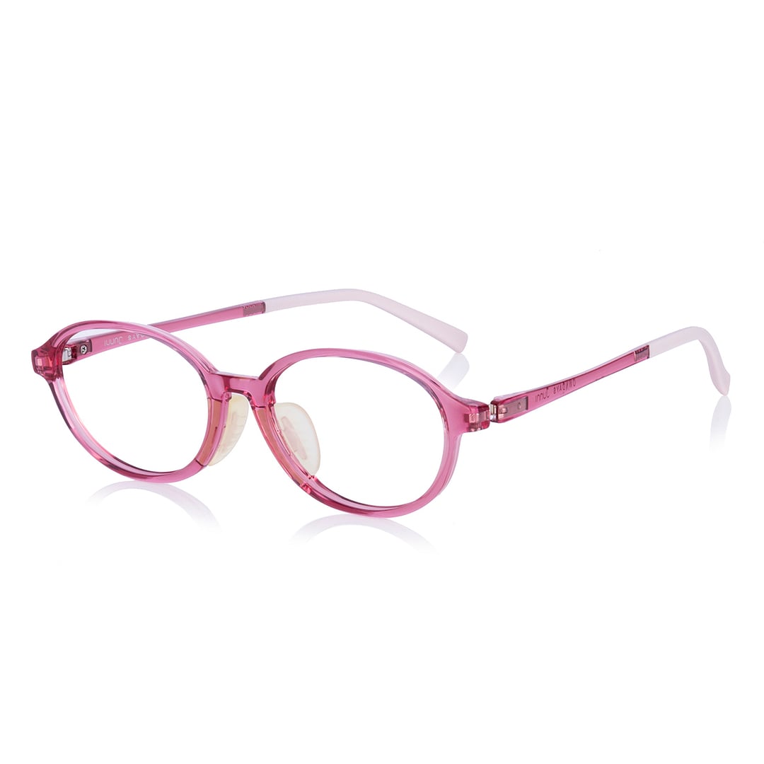 Junni Pink Transparent Full Rim Oval left side