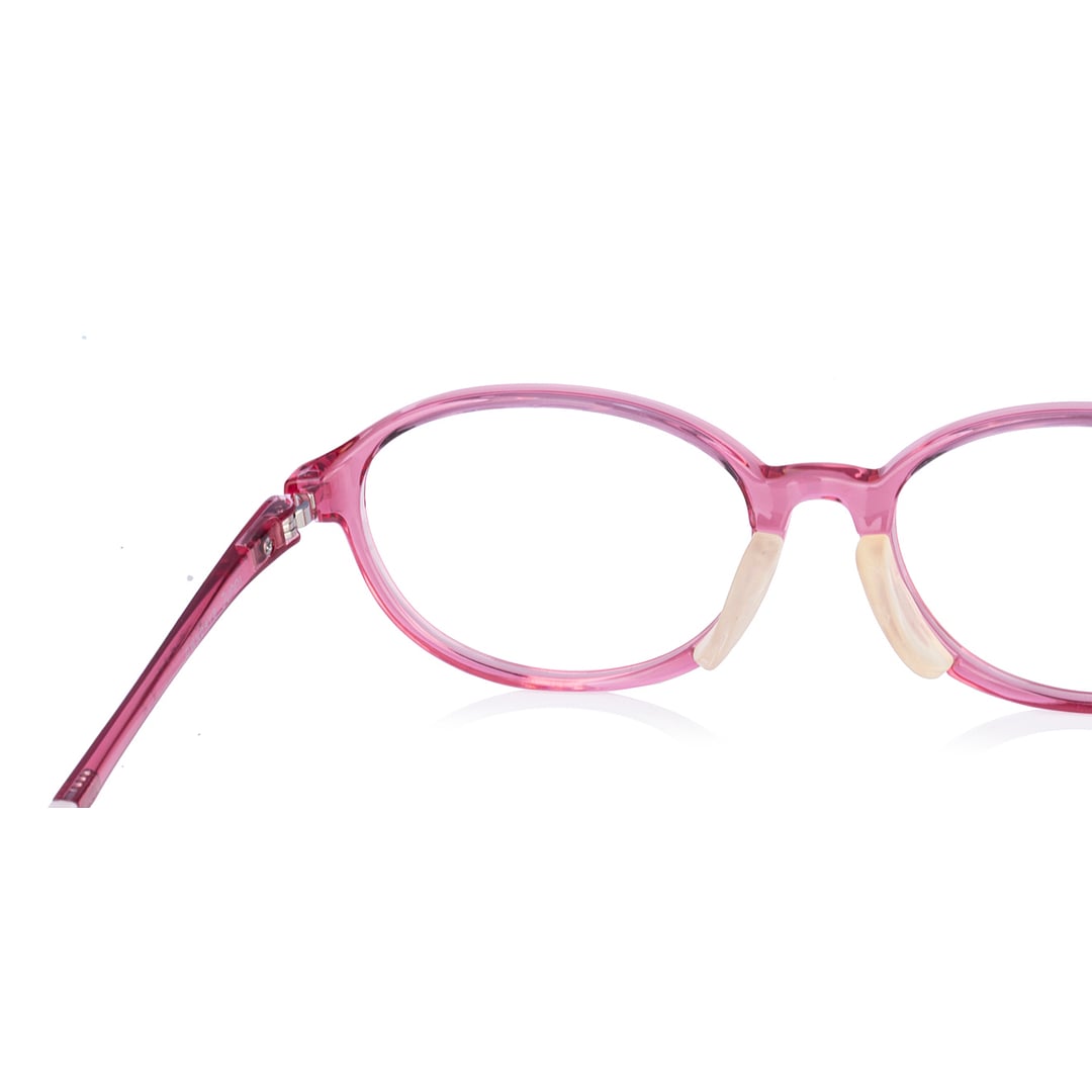 Junni Pink Transparent Full Rim Oval left side
