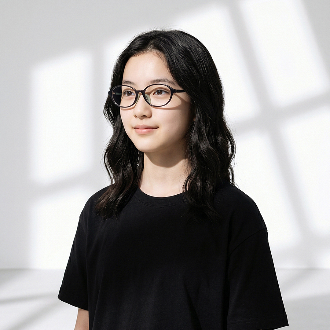 Junni Black Transparent Full Rim Oval left side