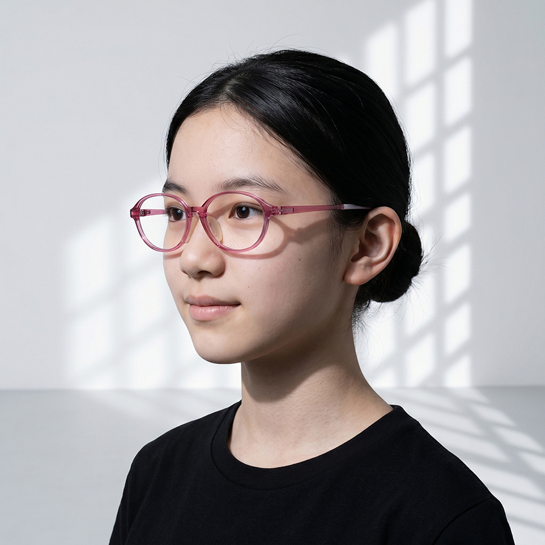 Junni Pink Transparent Full Rim Oval right side
