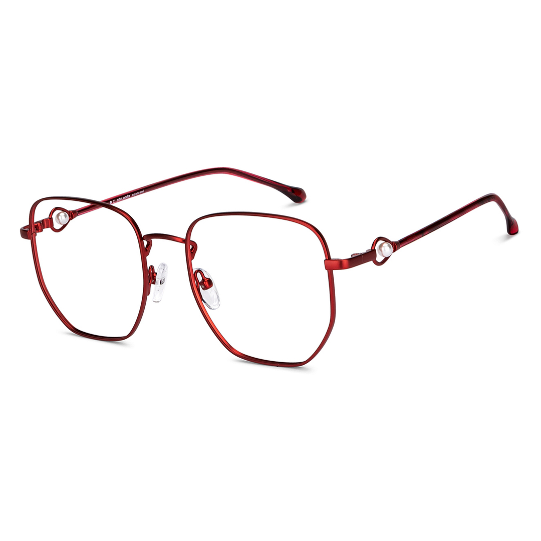 John Jacobs Red Full Rim Geometric right side