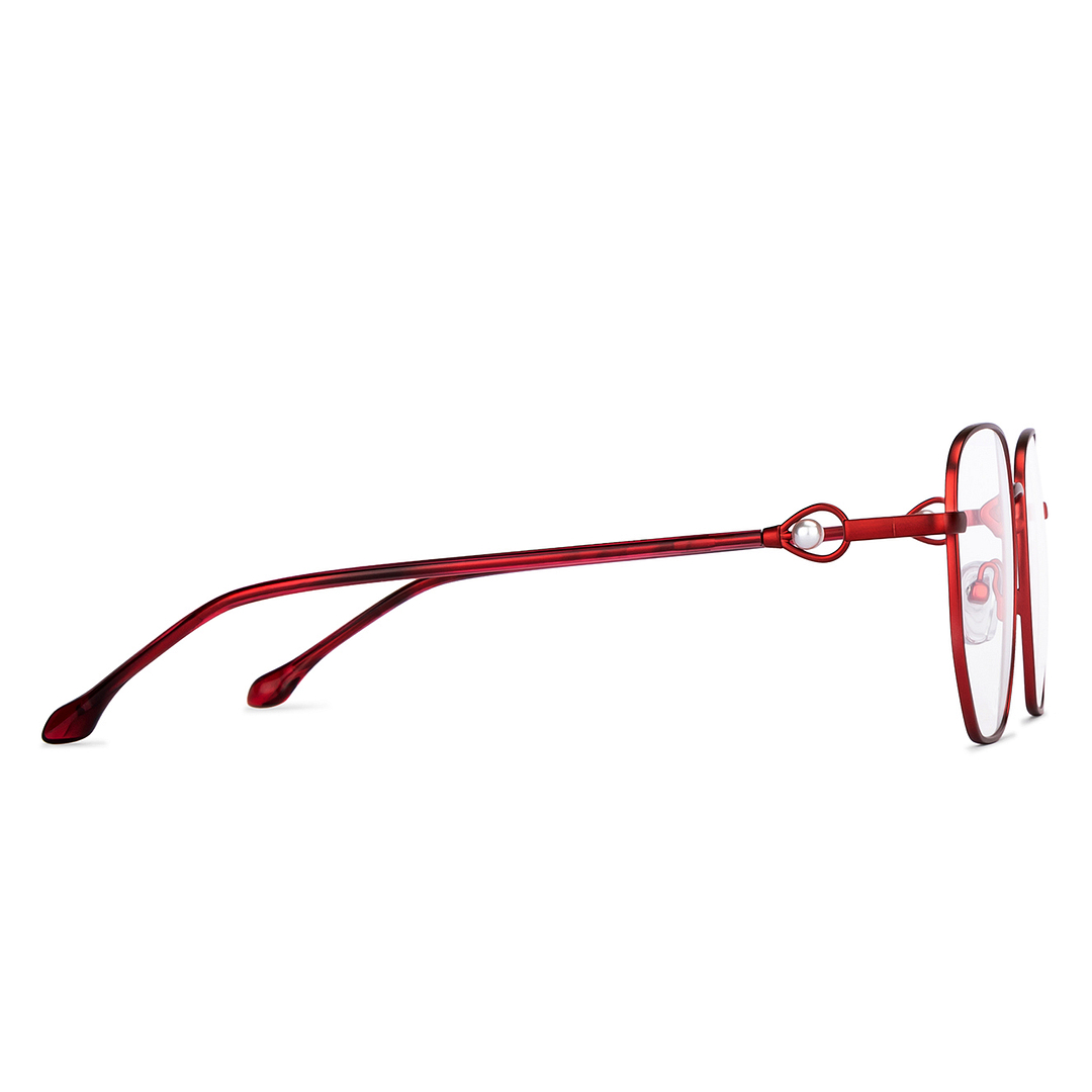 John Jacobs Red Full Rim Geometric left side