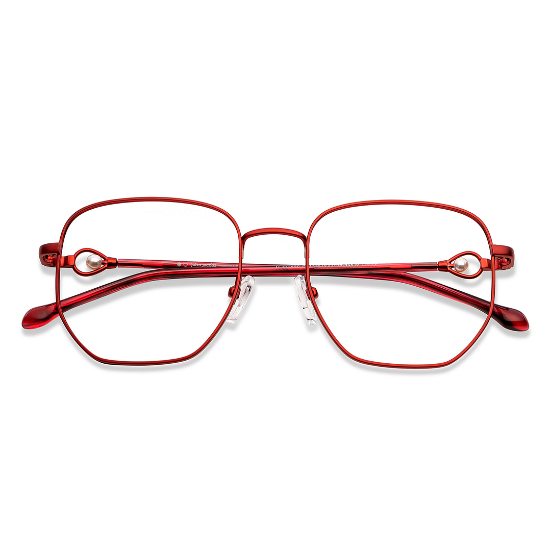 John Jacobs Red Full Rim Geometric left side