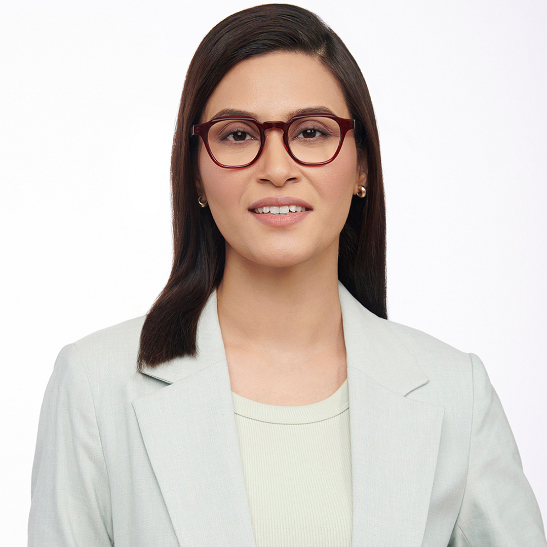 John Jacobs Red Full Rim Square left side