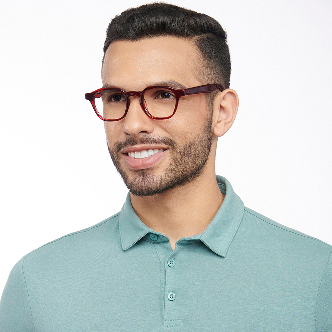 John Jacobs Red Full Rim Square left side