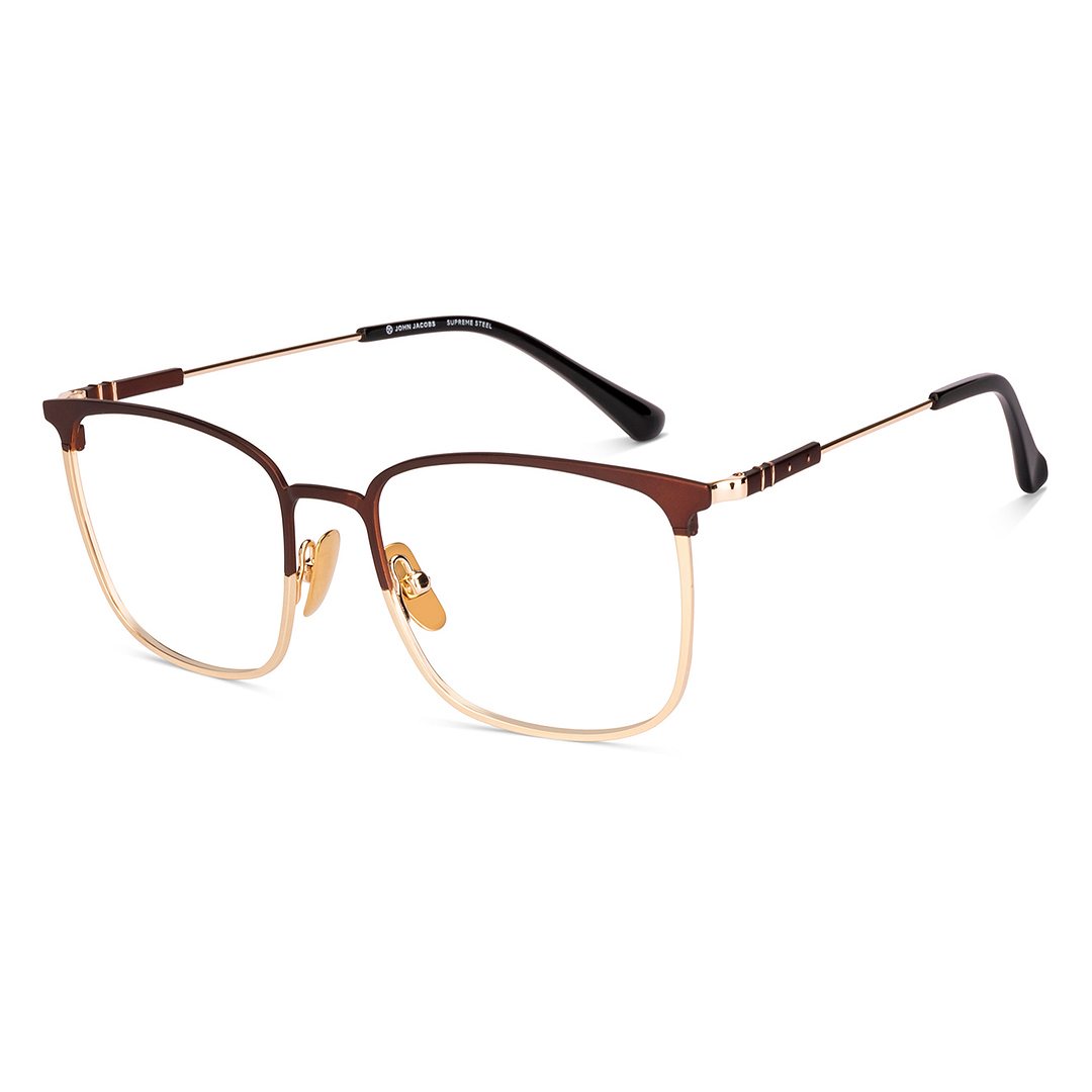Maroon Gold Full Rim Square John Jacobs Supreme Steel JJ E13223