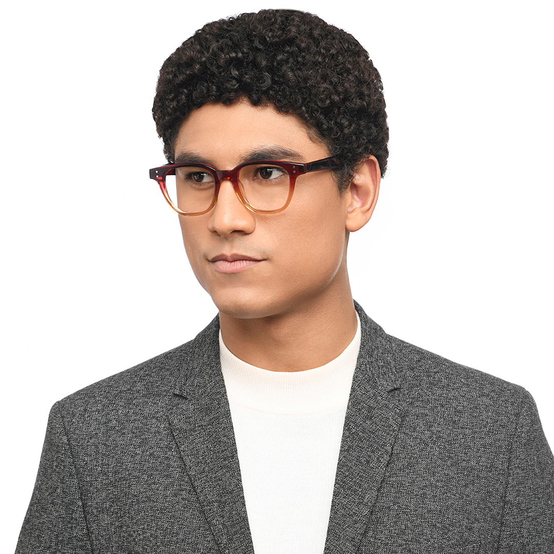John Jacobs Red Full Rim Square left side