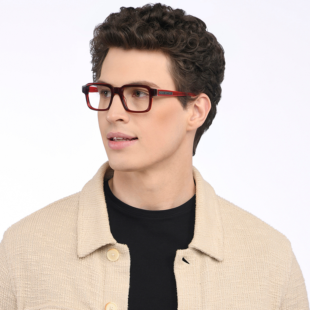 John Jacobs Red Full Rim Rectangle right side