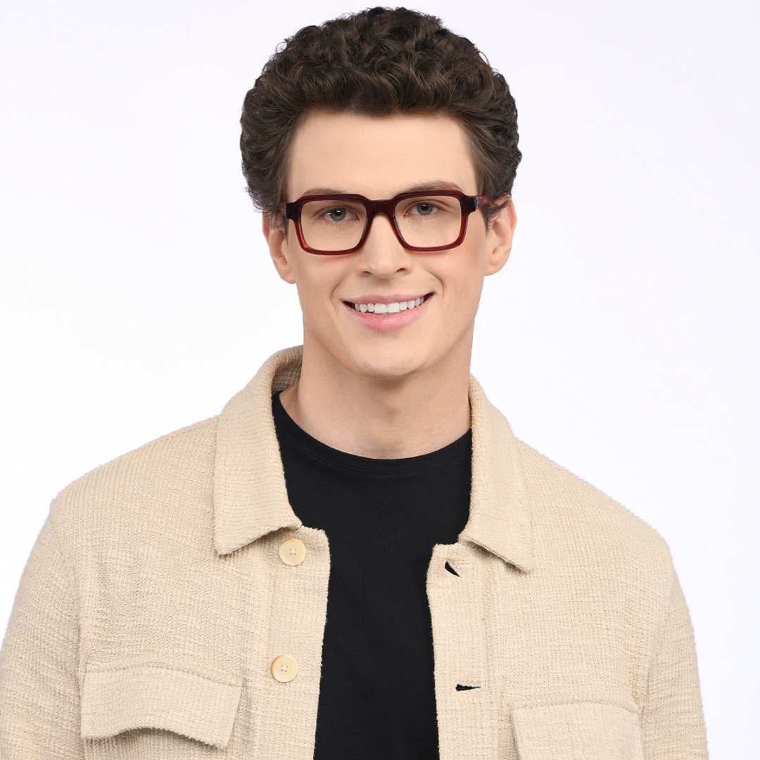 John Jacobs Red Full Rim Rectangle left side