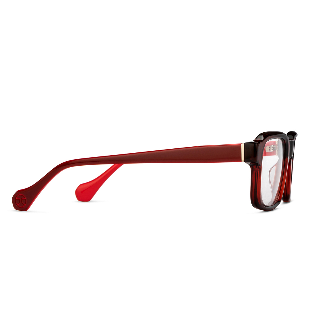 John Jacobs Red Full Rim Rectangle left side