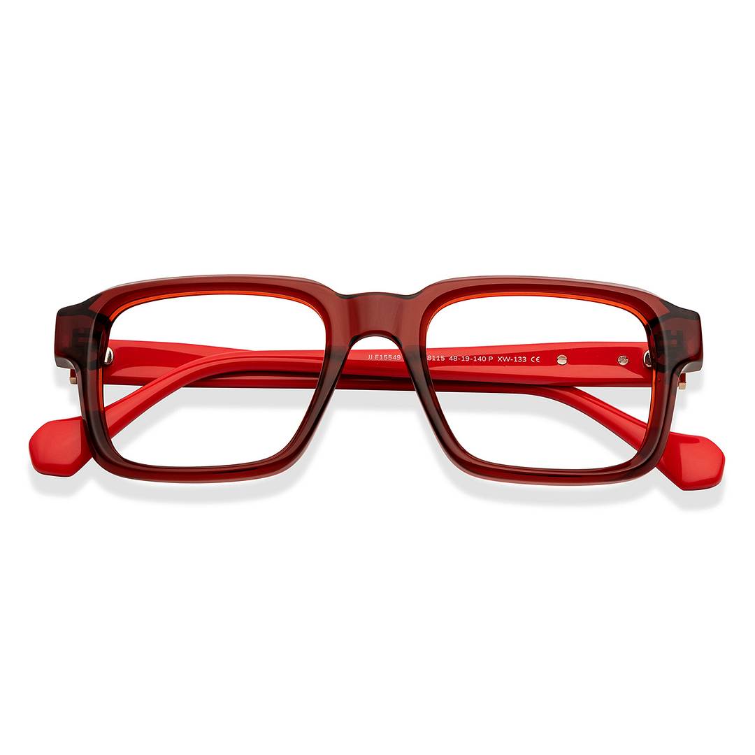 John Jacobs Red Full Rim Rectangle left side