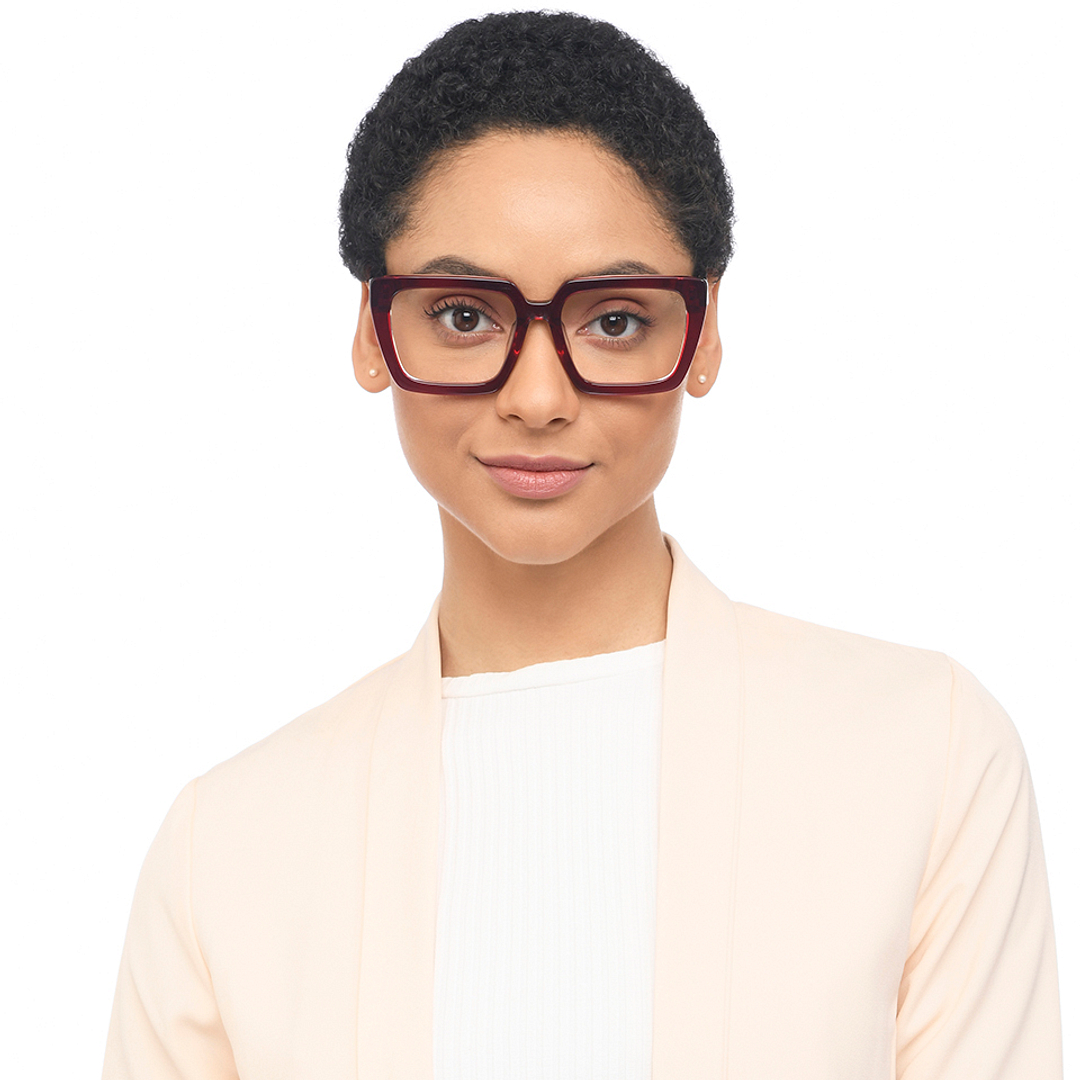 John Jacobs Online Red Transparent Full Rim Square right side