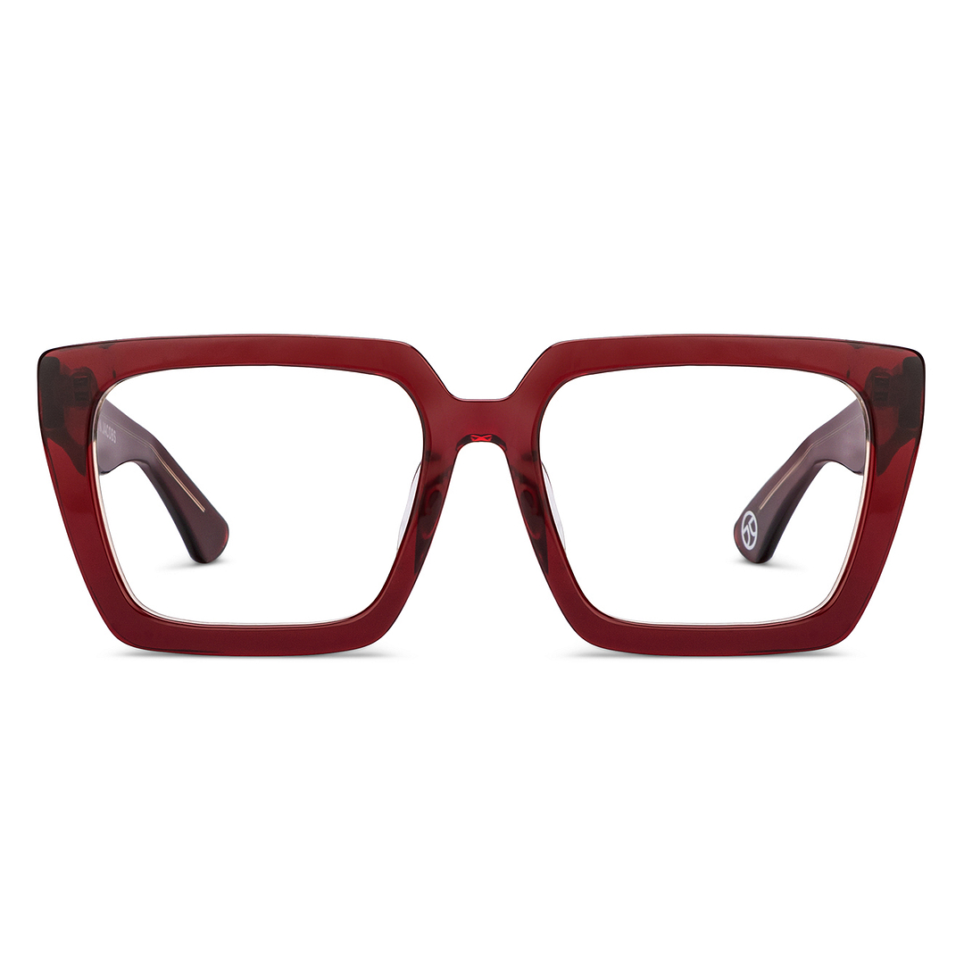 John Jacobs Online Red Transparent Full Rim Square right side