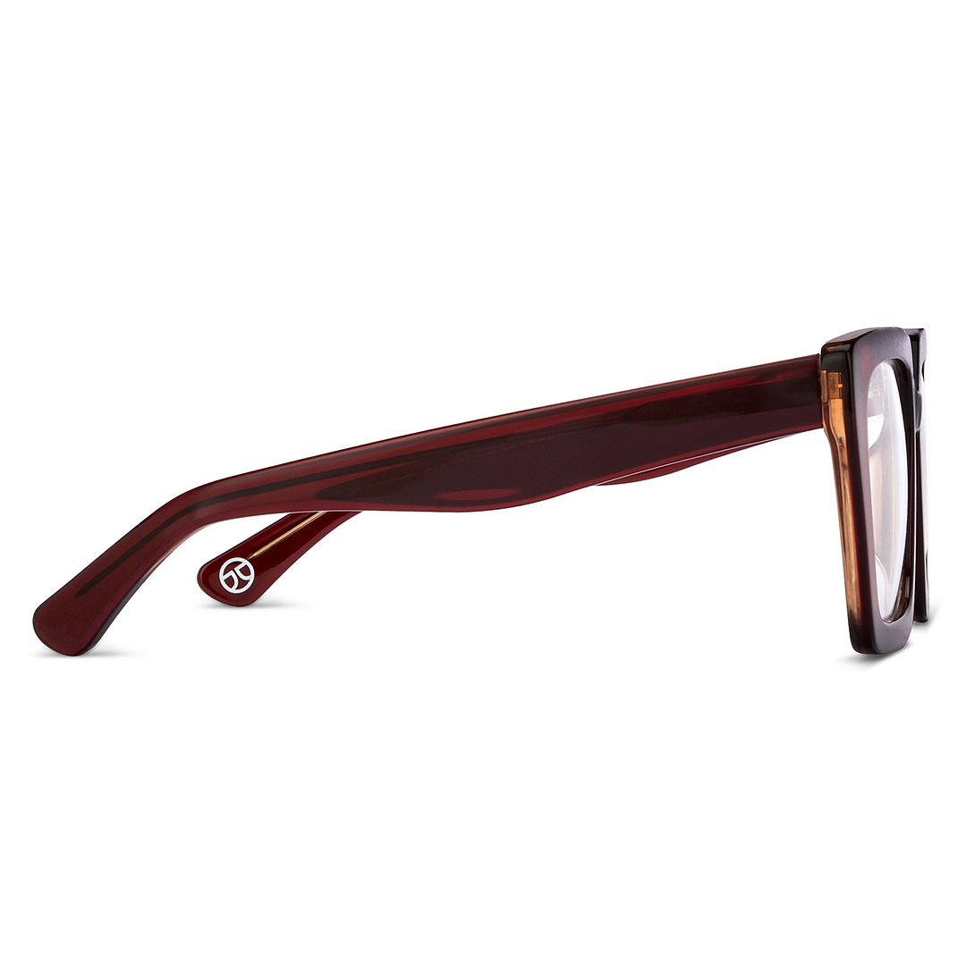 John Jacobs Online Red Transparent Full Rim Square left side