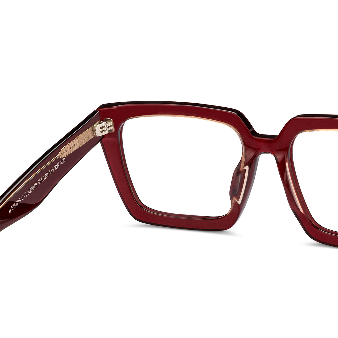 John Jacobs Online Red Transparent Full Rim Square right side