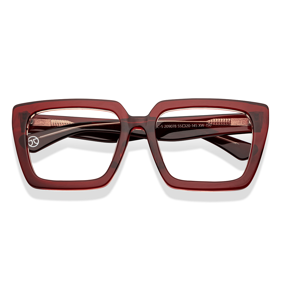 John Jacobs Online Red Transparent Full Rim Square left side