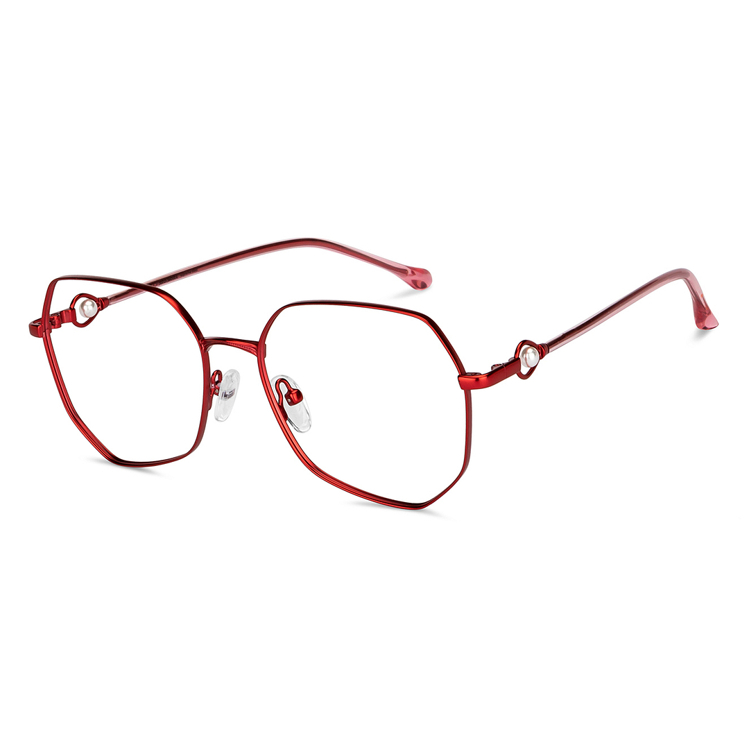 John Jacobs Red Full Rim Geometric right side