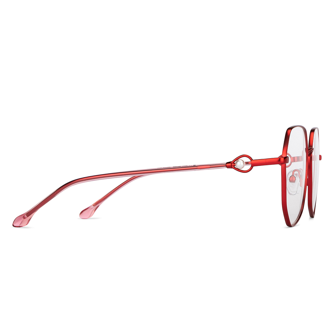 John Jacobs Red Full Rim Geometric left side