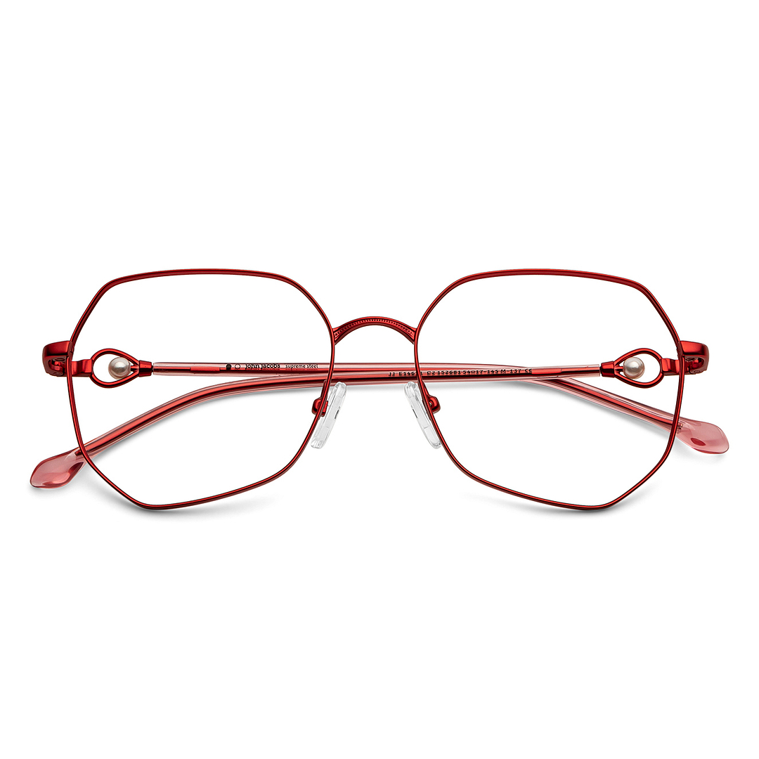 John Jacobs Red Full Rim Geometric left side