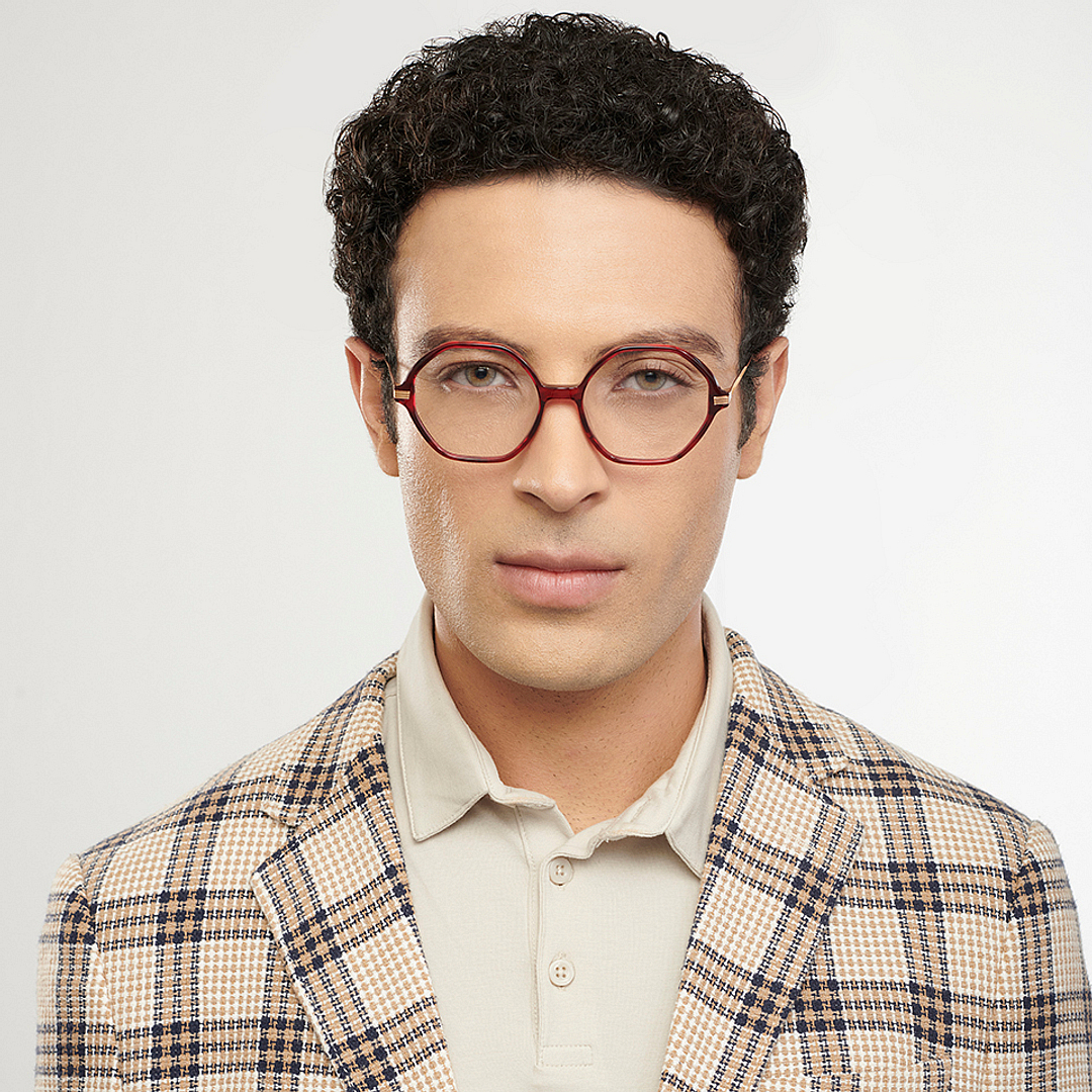 John Jacobs Online Red Transparent Full Rim Round left side