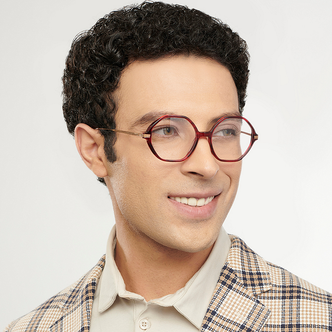 John Jacobs Online Red Transparent Full Rim Round right side