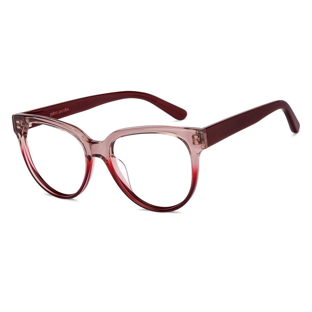 John Jacobs Online Red Transparent Full Rim Cat Eye right side