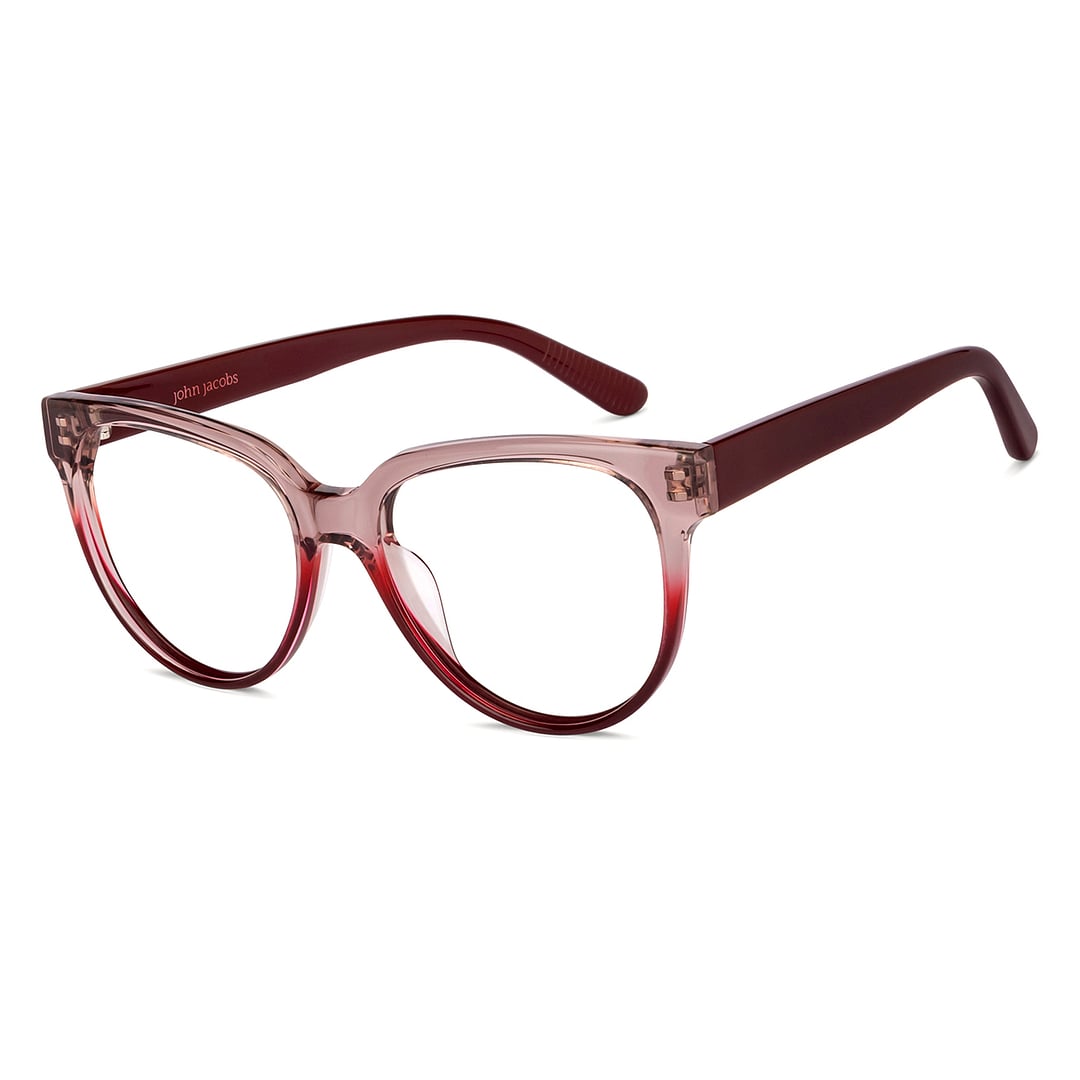 John Jacobs Online Red Transparent Full Rim Cat Eye right side
