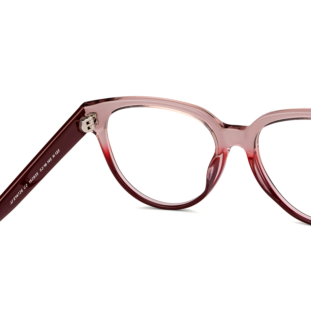 John Jacobs Online Red Transparent Full Rim Cat Eye right side