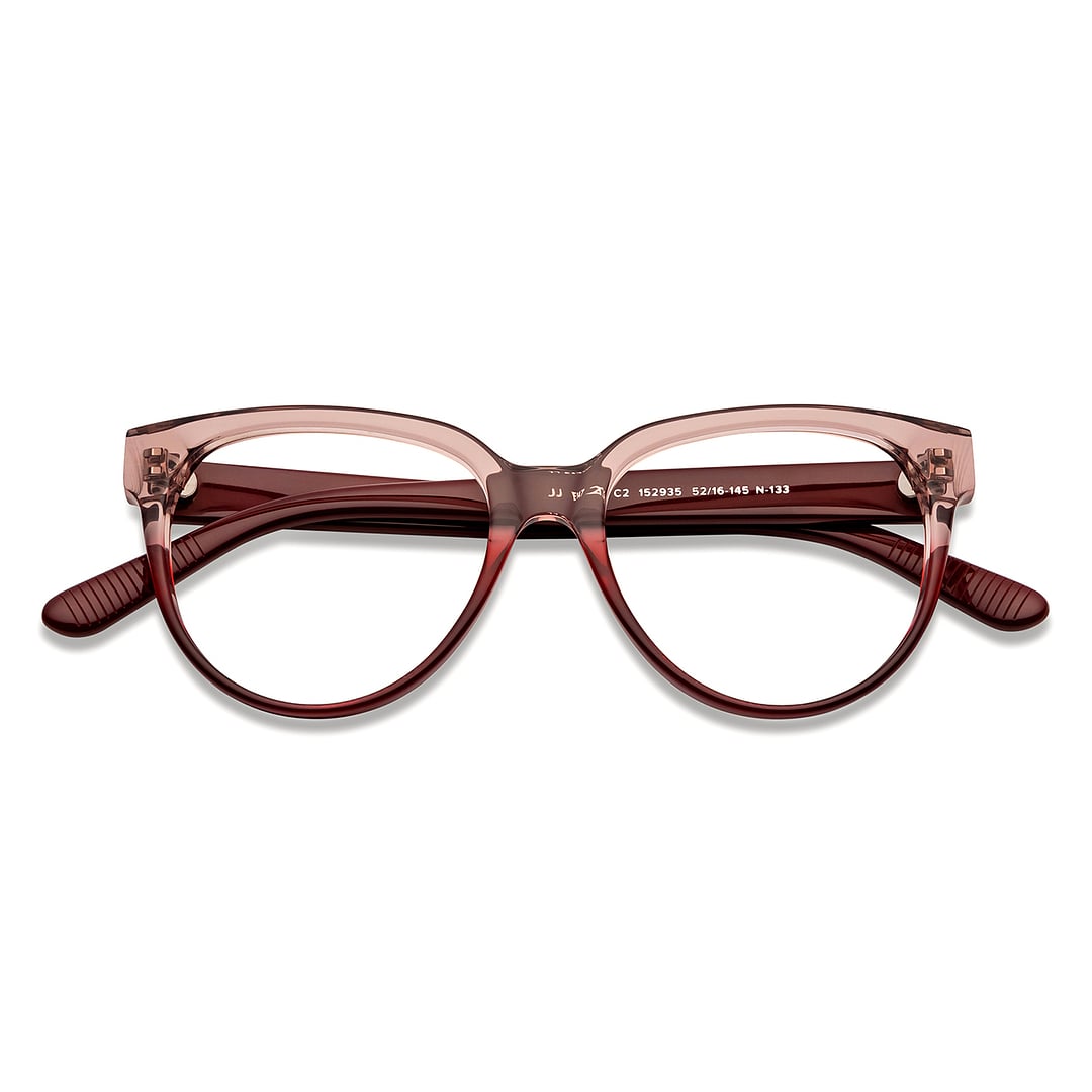 John Jacobs Online Red Transparent Full Rim Cat Eye left side