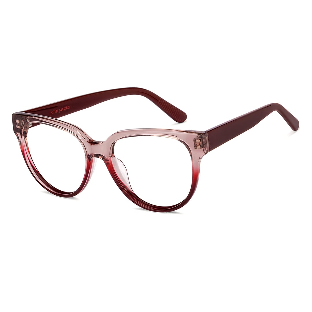 John Jacobs Red Transparent Full Rim Cat Eye right side