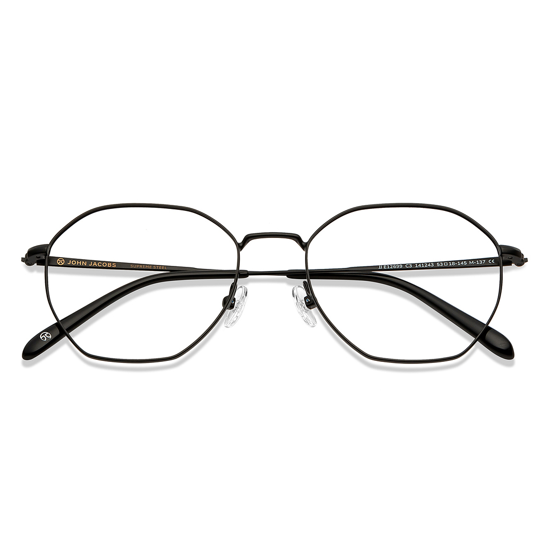 John Jacobs Online Black Full Rim Hexagonal left side