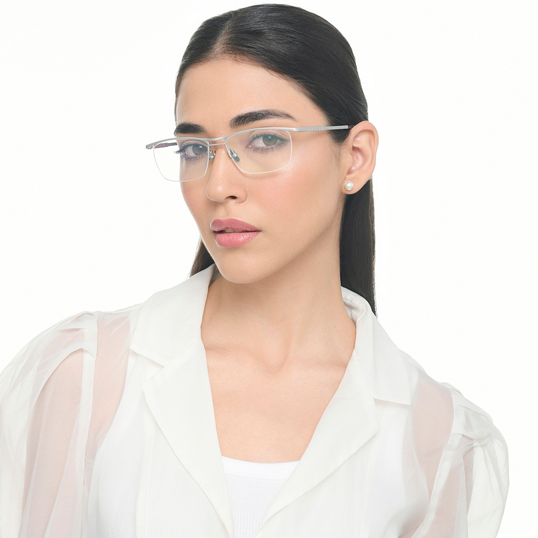 Buy Matte Silver Half Rim Rectangle John Jacobs Pro Titanium JJ