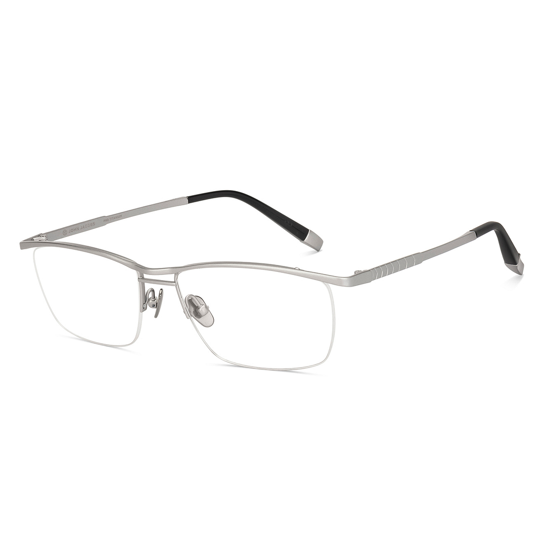 Buy Matte Silver Half Rim Rectangle John Jacobs Pro Titanium JJ