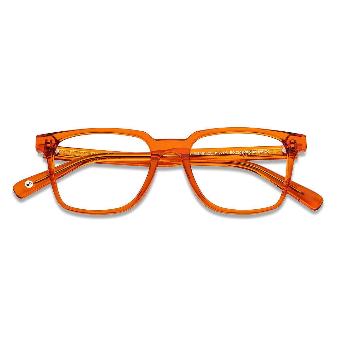 John Jacobs Orange Full Rim Square left side