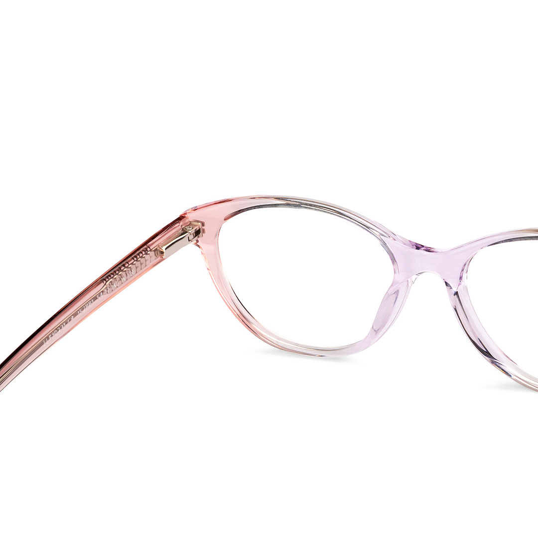 John Jacobs Pink Transparent Full Rim Cat Eye left side