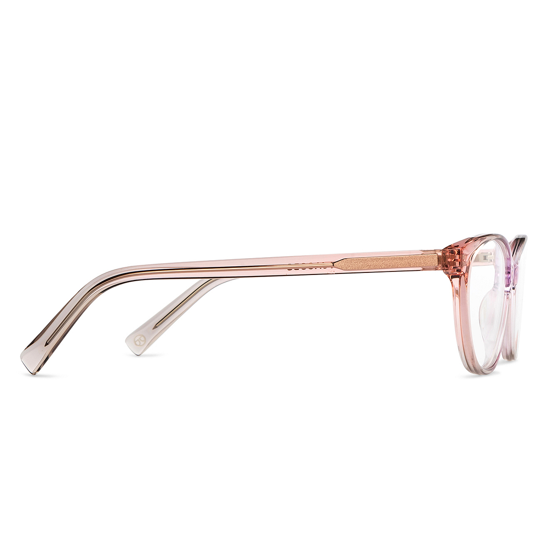 John Jacobs Pink Transparent Full Rim Cat Eye left side