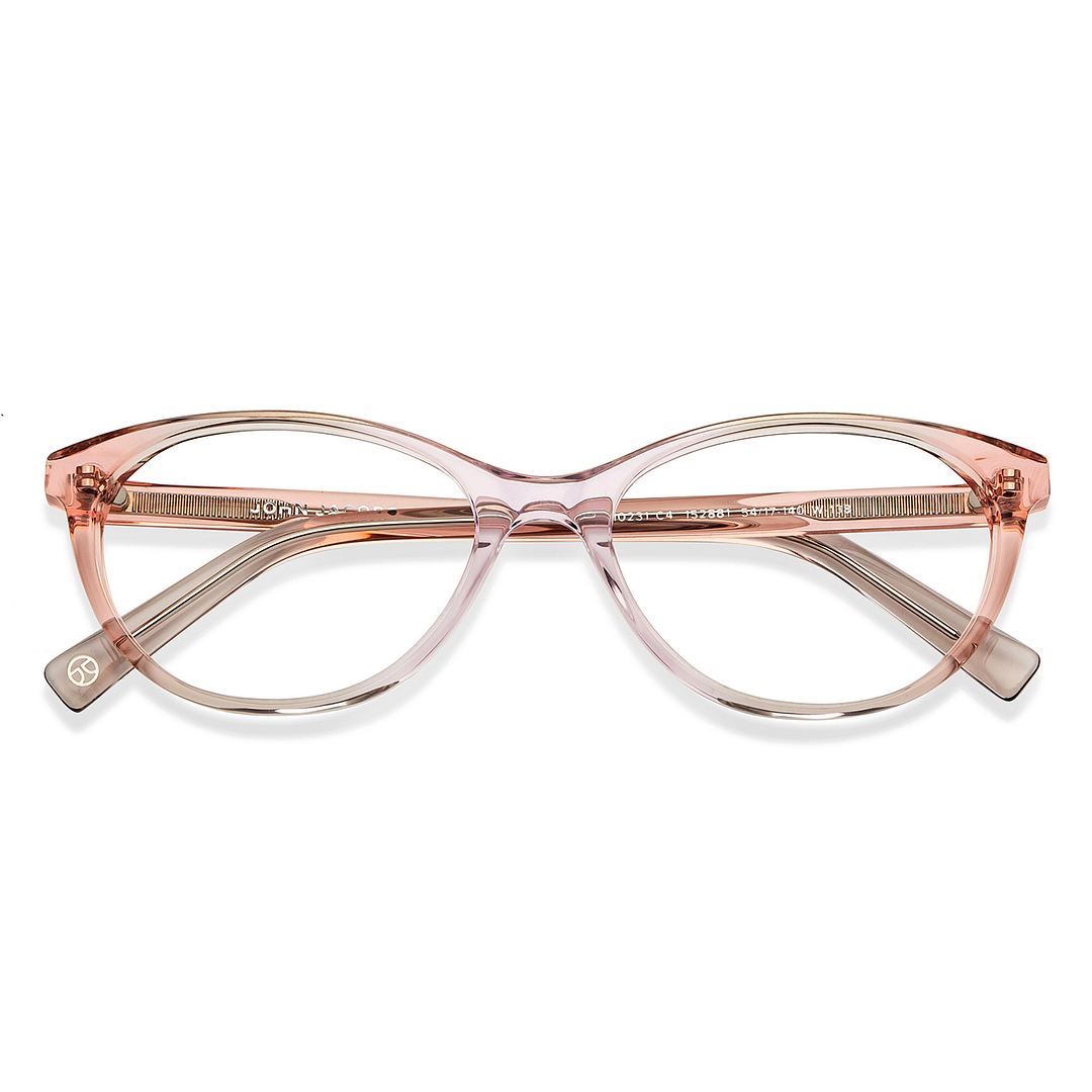 John Jacobs Pink Transparent Full Rim Cat Eye left side