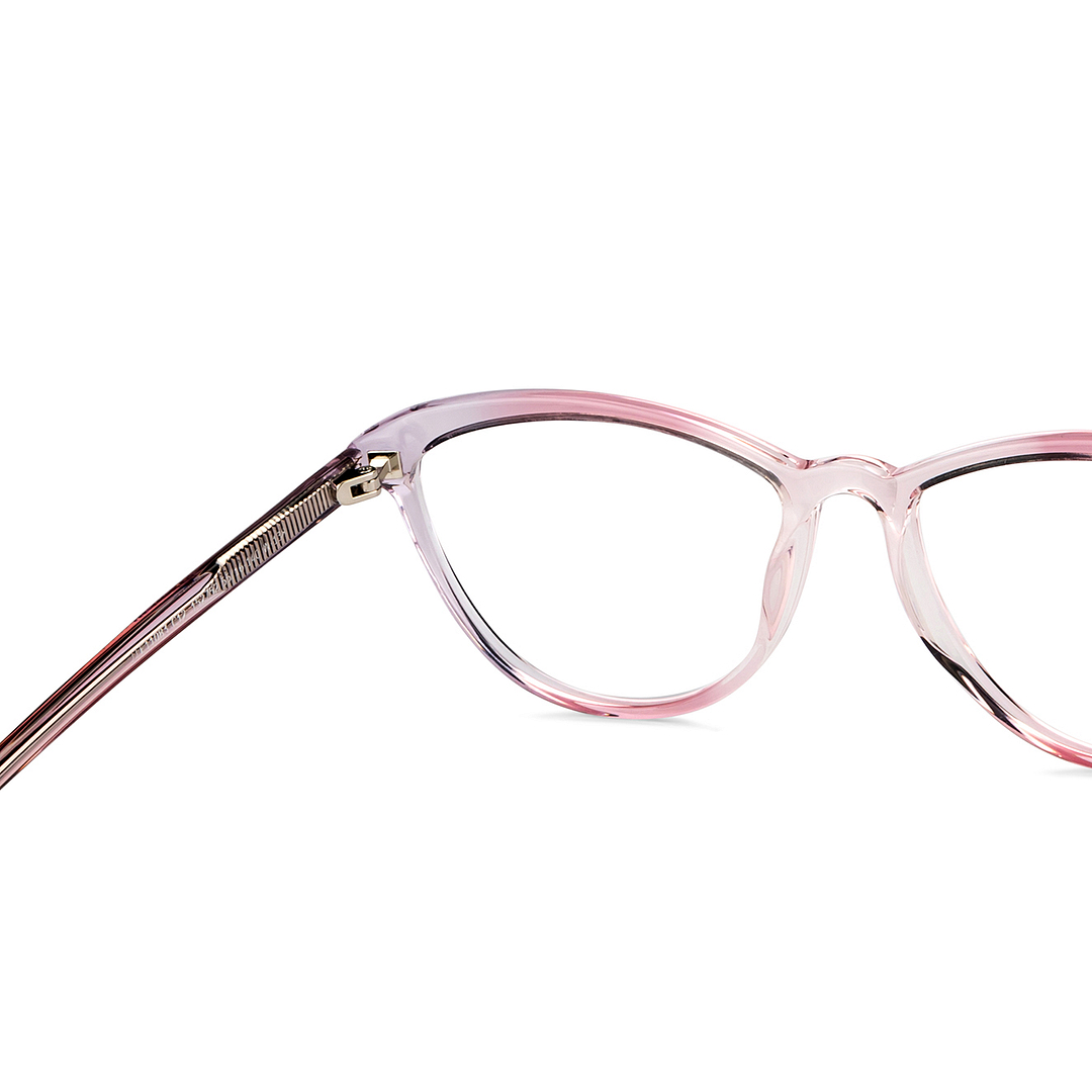 John Jacobs Online Pink Transparent Full Rim Cat Eye right side