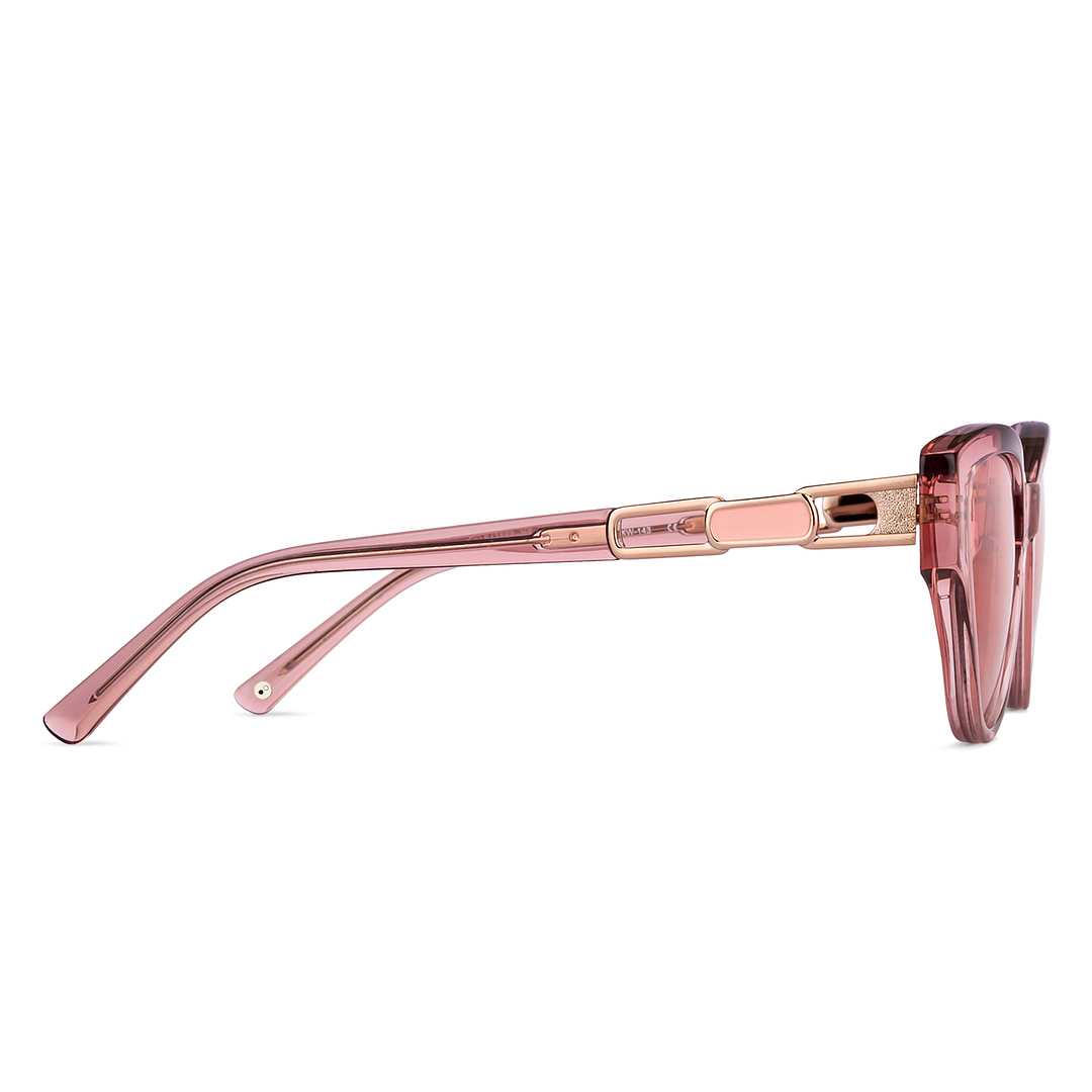 John Jacobs Online Pink Transparent Full Rim Cat Eye left side