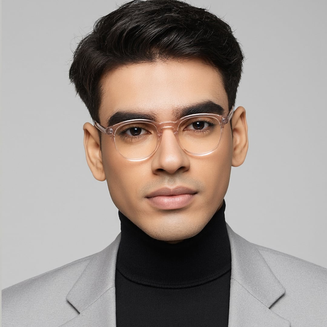 John Jacobs Pink Transparent Full Rim Round right side