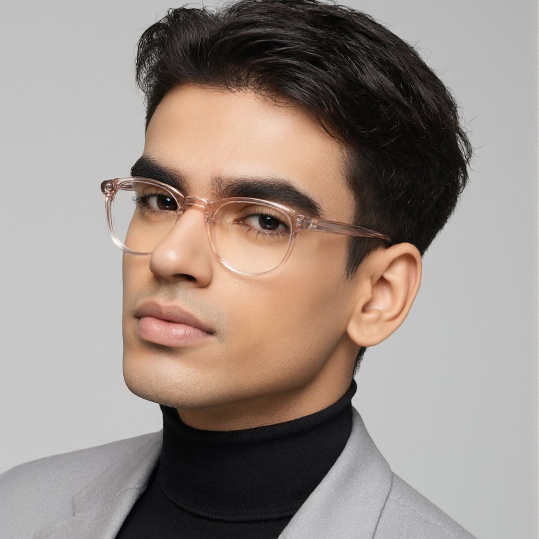 John Jacobs Pink Transparent Full Rim Round left side